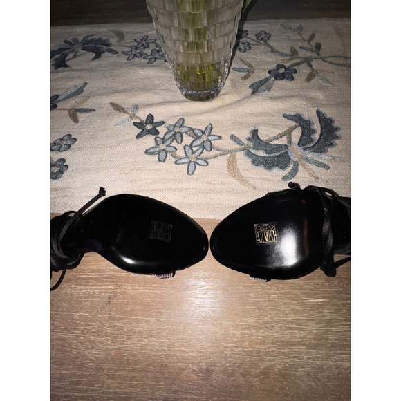 Magda Butrym Black Satin Crystal Embellished Lace Up Stiletto  Heels 39 NWOB - Picture 11 of 13